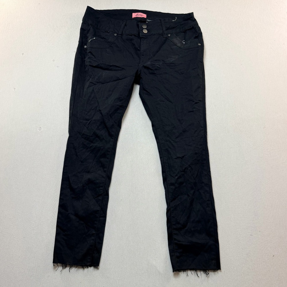 Harley Made With Love Pants Women Size 17 Black Excellent Raw Hem Stretch Cotton
